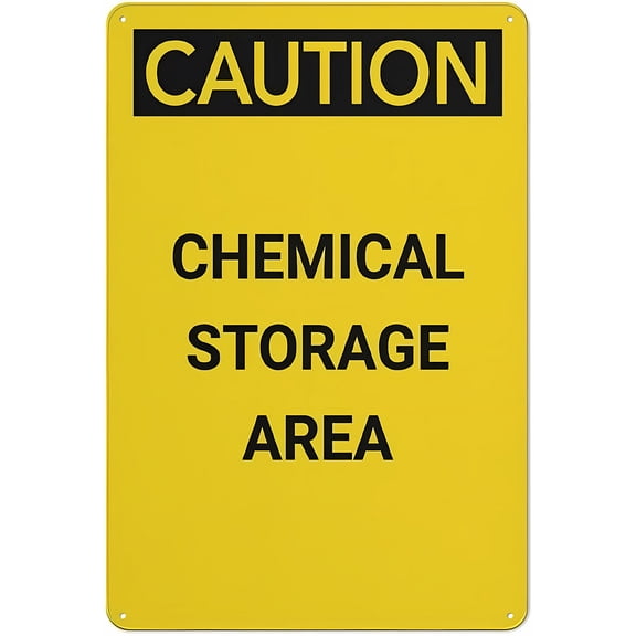 Caution Chemical Storage Area Sign, 8"x12" Rustic Metal Tin Wall Decor, Art for Home Outdoor Cafe Bar Kitchen