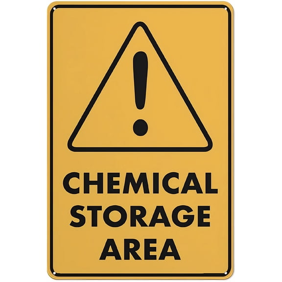 Caution Chemical Storage Area Sign for House, 8"x12" Premium Aluminum Yard Sign, Sun-Proof Rust-Free Outdoor Sign