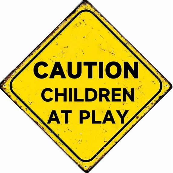 Caution Children At Play Metal Sign Retro Wall Decor For Home Cafes Store Pubs Club Sign Gift 12X12 Inch