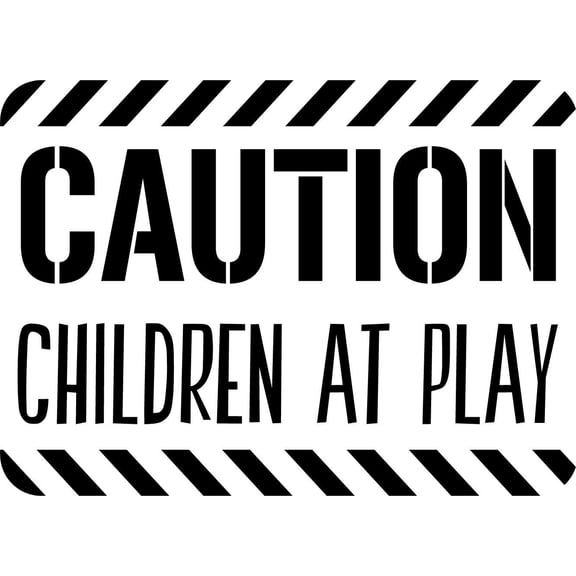 Caution Children At Play for Kid's Playroom Vinyl Wall Decal - Funny Phrases and Quotations Artwork for Play Room Wall Decoration 20" x 16"