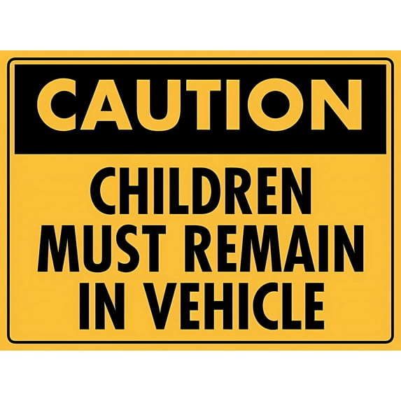 Caution Children Must Remain In Vehicle Retro Vintage Sign 8"x12" - Wall Decor Plaque for Home Bar Pub Kitchen Restaurant, Children Vehicle Sign