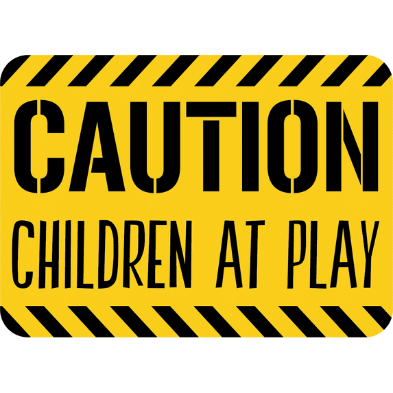 Caution Children At Play - Nursery Kids Bedroom Decor Playroom Signage Vinyl Adhesive Vinyl Wall Sticker Decoration | 20" x 28" Home Living Room Removable Wall Lettering Art Decal Quotes Design