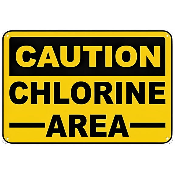 Caution Chlorine Area Aluminum Tin Warning Sign 8"x12" - For Home Outdoor Garden, Chlorine Area Caution Sign
