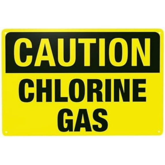 Caution Chlorine Gas Pool Warning Sign, Pool Rules Metal Signs for Home Business Outdoor Indoor Road Yard Garage Street Wall Caution Custom Decor 12 x 8 Inch
