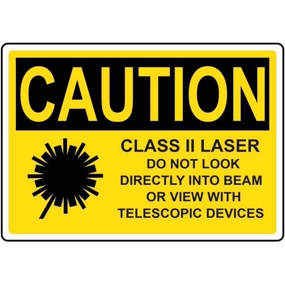 Caution Class II Laser Do Not Stare At Beam Sign 8x12 Inch Metal Tin Sign Warning Caution Notice Sign for Laser Radiation Hazard Laboratory Indoor Outdoor Wall Decor Facility Plaque Sign