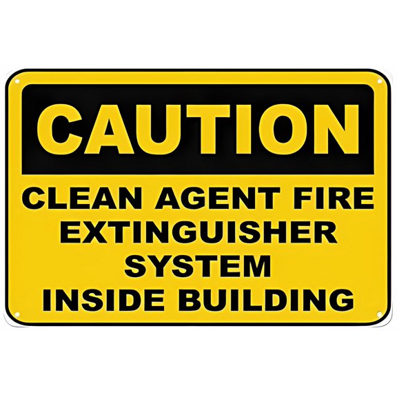 Caution Clean Agent System Inside Sign - 12×8 Inches, Aluminum Tin Warning Sign, Home Outdoor Garden Safety Decor