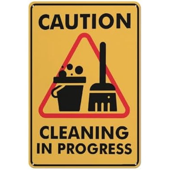 Caution Cleaning In Progress Sign 12 X 8 Inch Metal Sign, Rustproof Aluminum, Multicolor