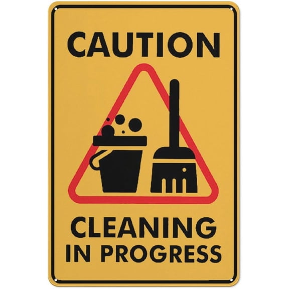 Caution Cleaning In Progress Warning Tin Sign Home Kitchen Farm Garden Garage Wall Decor 12X8Inch