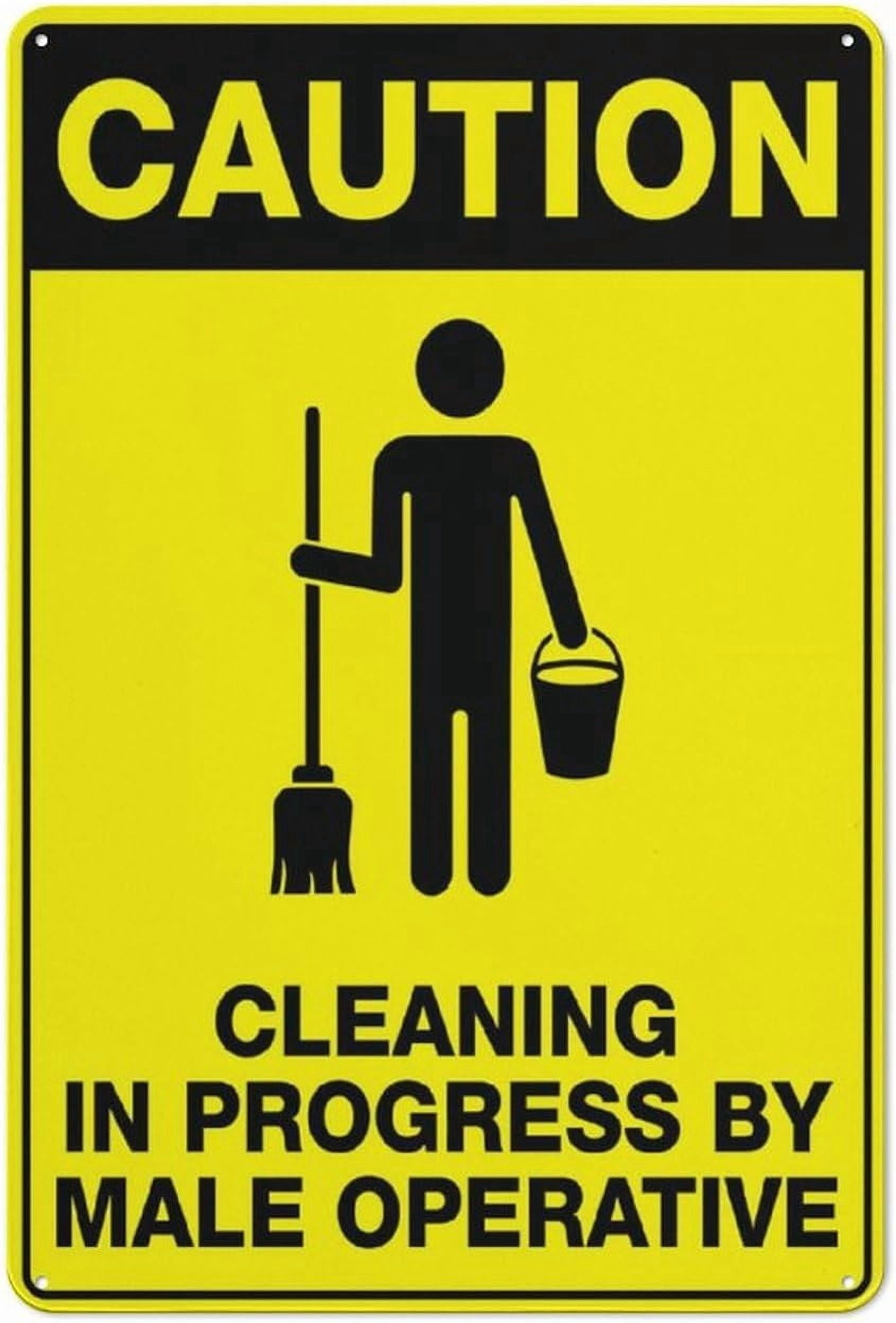 Operative Gate Sign Caution Cleaning In Progress By Male Operative Outdoor Safe Sign - 8 ...