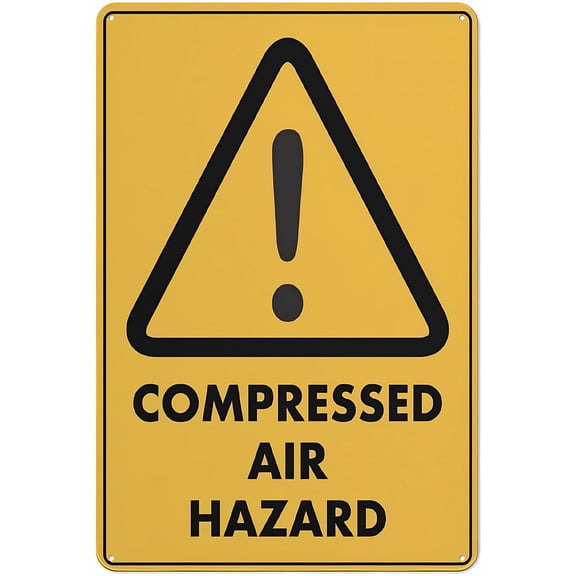 Caution Compressed Air Hazard Sign, 8"x12" Grade Reflective Rust-Free Aluminum Sign, Weather/Waterproof Easy-Mount Safety Signage