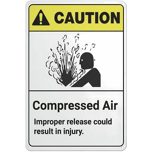 Caution Compressed Air Sign, 8"x12" Funny Vintage Tin Wall Art, Decorative Iron Poster for Home Farmhouse Bar Cafe Yard Indoor Outdoor Gift