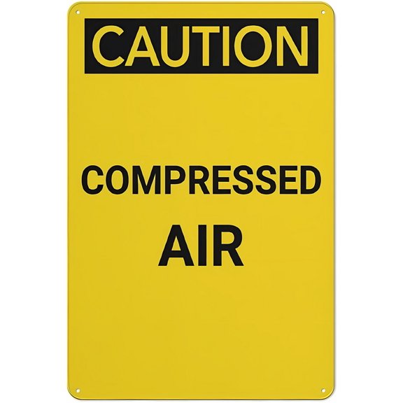 Caution Compressed Air Sign, 8"x12" Retro Metal Tin Sign, Funny Wall Decor for Shop Yard Man Cave Garage Outdoor