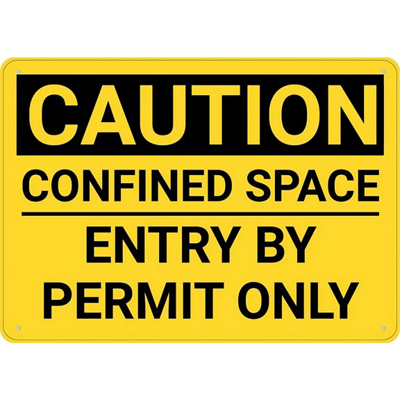 Caution Confined Space Entry By Permit Only Sign, 8"x12" Rust-Free Aluminum Metal Sign, UV Ink Printed Weatherproof Outdoor Sign for Home