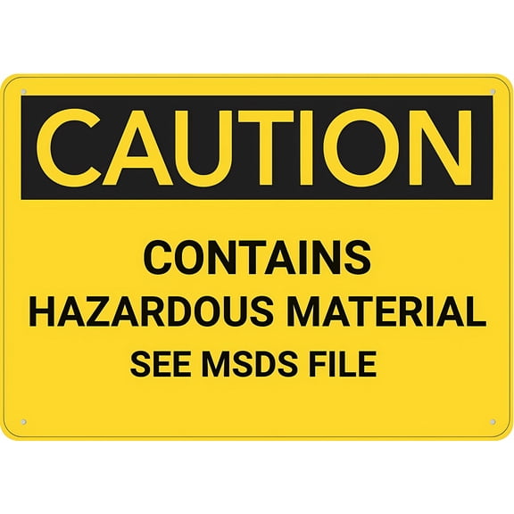 Caution Contains Hazardous Material See MSDS Tin Sign 8"x12" - Great Wall Decor for Garden Yard, Hazardous Material MSDS Sign