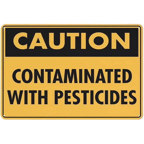 Caution Contaminated with Pesticides Aluminum Sign 8"x12" - Reflective UV Protected Waterproof Weatherproof Fade Resistant, 4 Pre-Drilled Holes