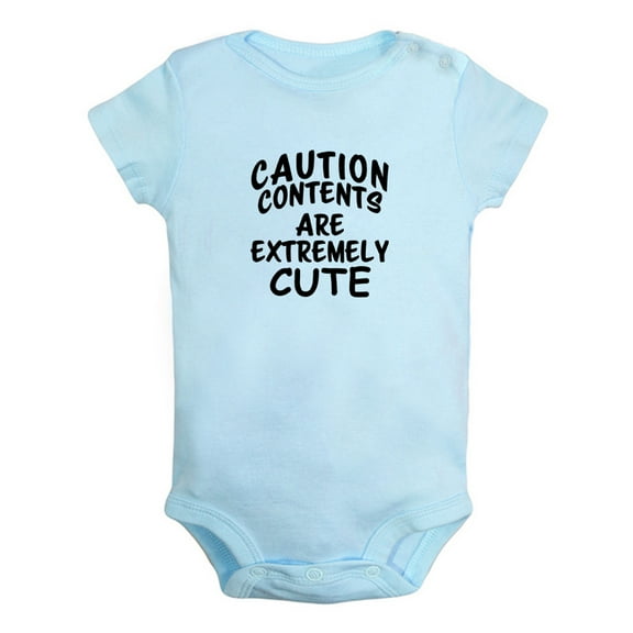 Caution Contents Are Extremely Cute Funny Rompers For Babies, Newborn Baby Unisex Bodysuits, Infant Jumpsuits, Toddler 0-24 Months Kids One-Piece Oufits