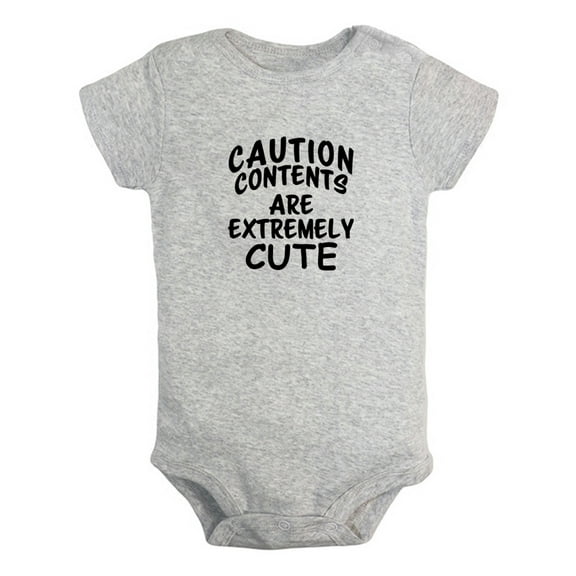Caution Contents Are Extremely Cute Funny Rompers For Babies, Newborn Baby Unisex Bodysuits, Infant Jumpsuits, Toddler 0-24 Months Kids One-Piece Oufits