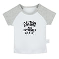 thumbnail image 1 of Caution Contents Are Extremely Cute Funny T shirt For Baby, Newborn Babies T-shirts, Infant Tops, 0-24M Kids Graphic Tees Clothing (Short Gray Raglan T-shirt, 18-24 Months), 1 of 4