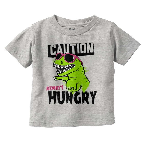 Caution Cool Dinosaur Always Hungry Toddler Boy Girl T Shirt Infant Toddler Brisco Brands 6M