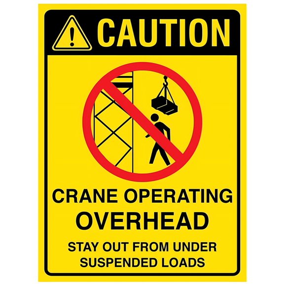 Caution Crane Operating Overhead Sign, 8"x12" Workplace Metal Tin Sign, Industrial & Commercial Safety Warning Signage