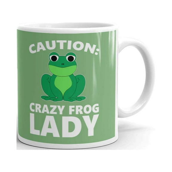 Caution: Crazy Frog Lady Funny Coffee Tea Ceramic Mug Office Work Cup Gift11 oz