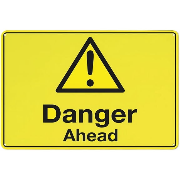 Caution Danger Ahead Sign 12 x 8 Inches - Rust-Free Aluminum, Outdoor Metal Tin Sign, Practical for Home, Business, Yard, Road, Construction, Hazard Zone