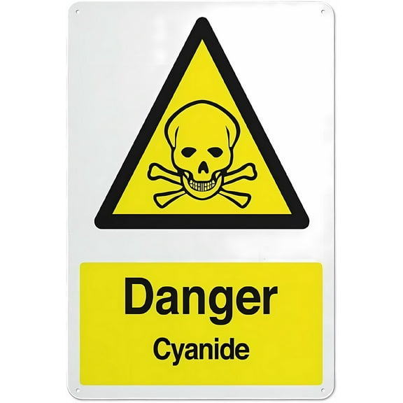 Caution Danger Cyanide Safe Sign 12 x 8 Inches - Outdoor Use, Practical Sign for Home, Business, Driveway Alert, Lab, Chemical Storage, Toxic Material Area