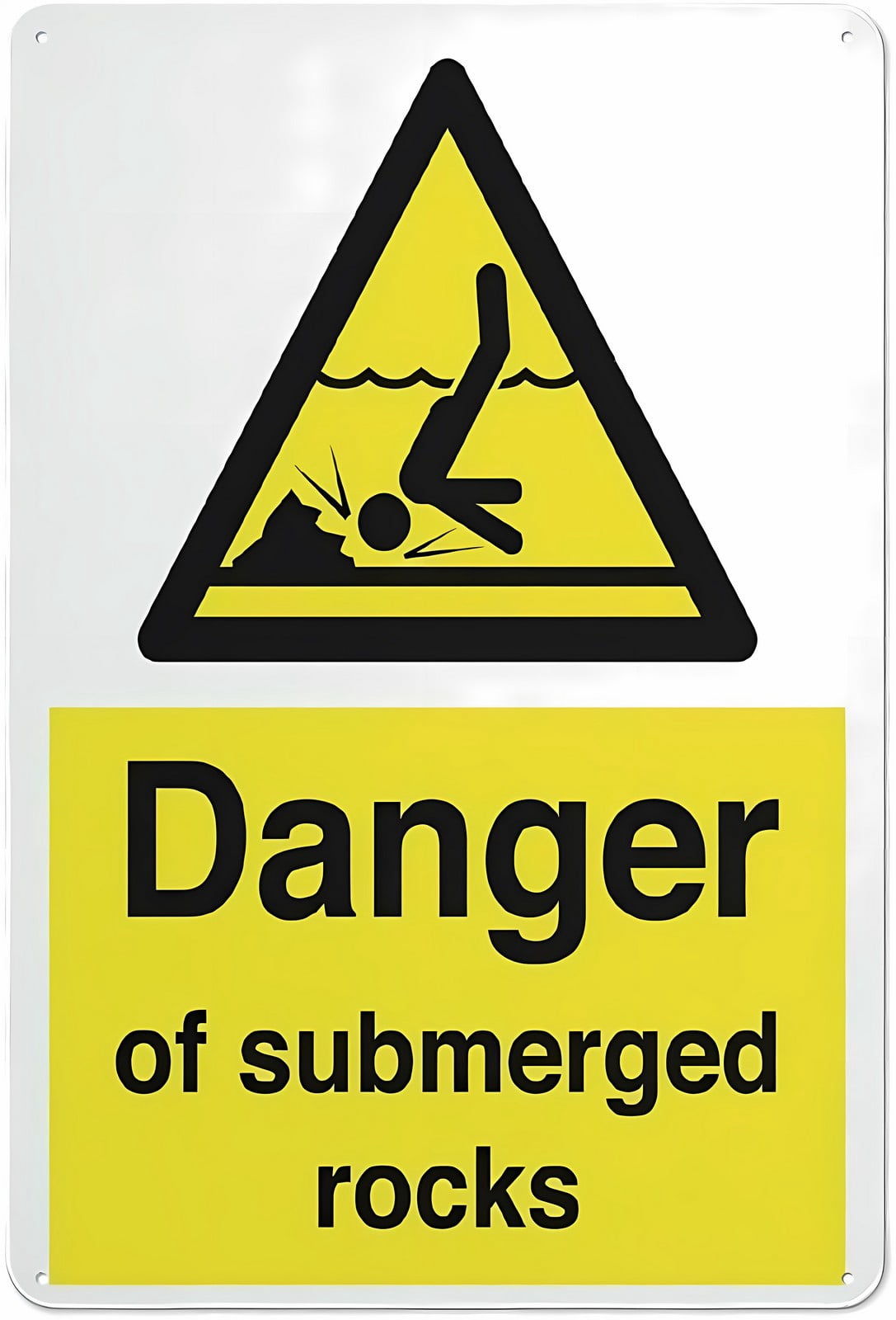 Caution Danger of Submerged Rocks Reflective Aluminum Sign 12 x 8 ...