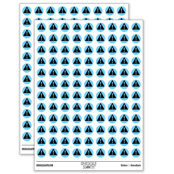 Caution Danger Triangle Warning 200+ Round Stickers - Gloss Finish - 0.50" Size - Light Blue