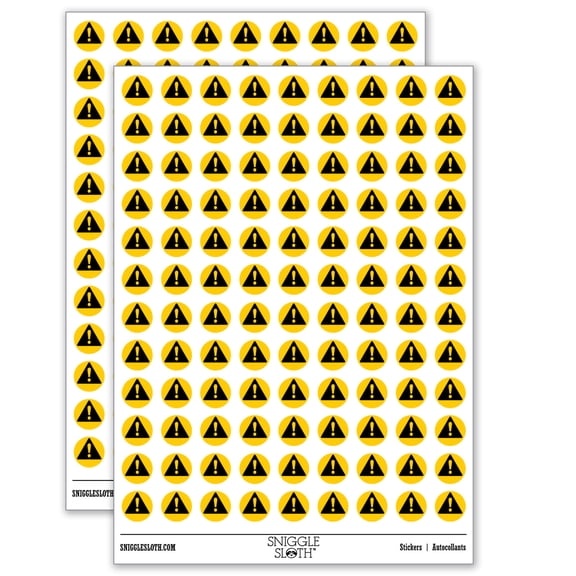 Caution Danger Triangle Warning 200+ Round Stickers - Gloss Finish - 0.50" Size - Yellow
