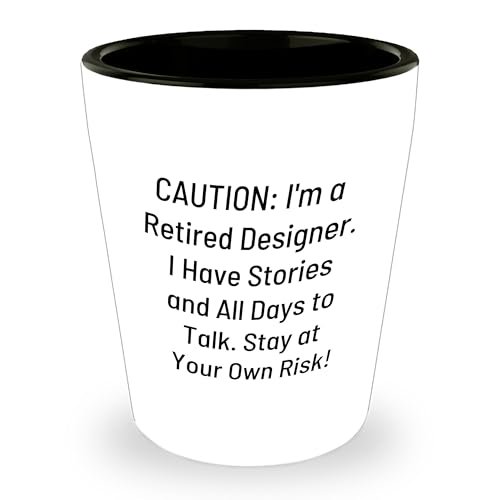 Caution Designer Gifts, Stay At Your Own Risk! White Ceramic Shot Glass, Funny Design, Perfect Christmas Unique Gift from Friends to Family