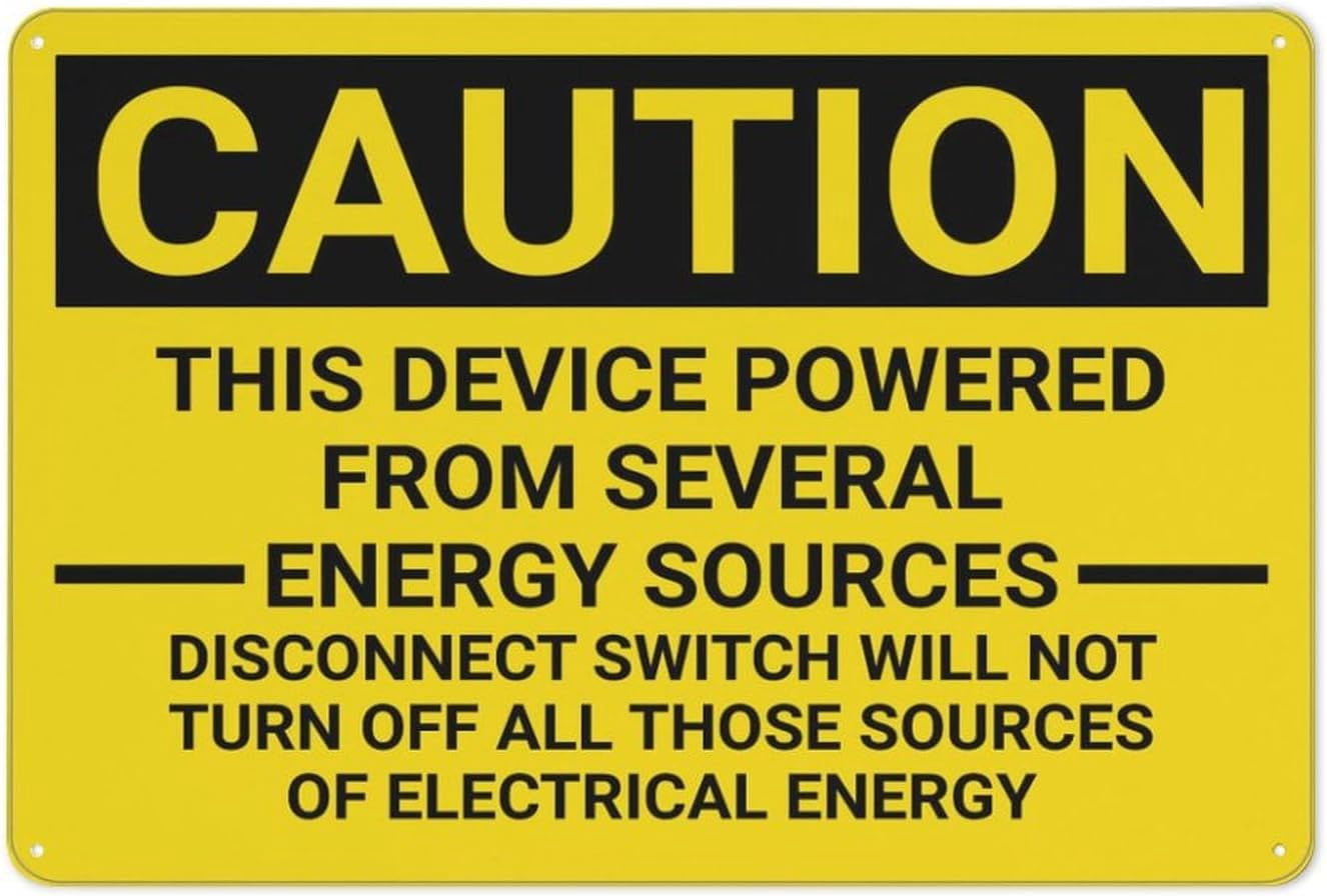Various Energy Source Sign Caution Device Powered From Several Energy Sources Sign 8