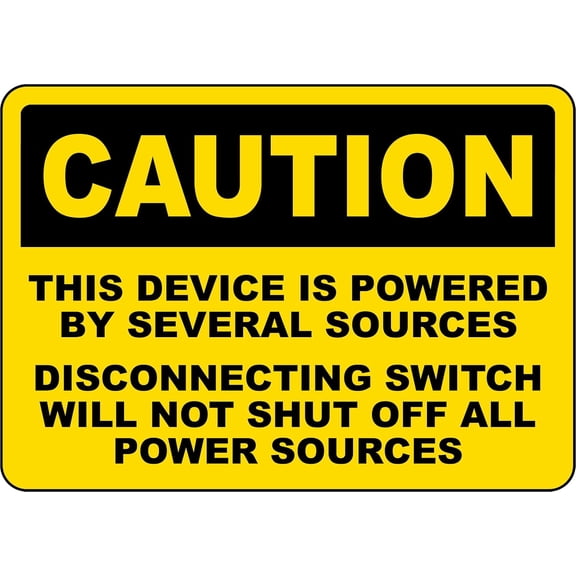 Caution This Device Is Powered By Several Sources Metal Tin Sign 8x12 Inch Vintage Electrical Wall Art Decor For Home Office Business Wall Fence Garage Indoor Outdoor Wall Decoration