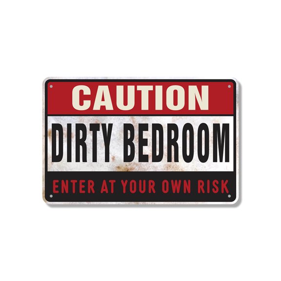 Caution Dirty Bedroom Enter At Own Risk (2 Pack) 7 Inch x 10 Inch Novelty Aluminum Metal Sign Mess In Progress Perfect for Dorms Teen Rooms Guest Rooms Fun Gift for Families Roommates