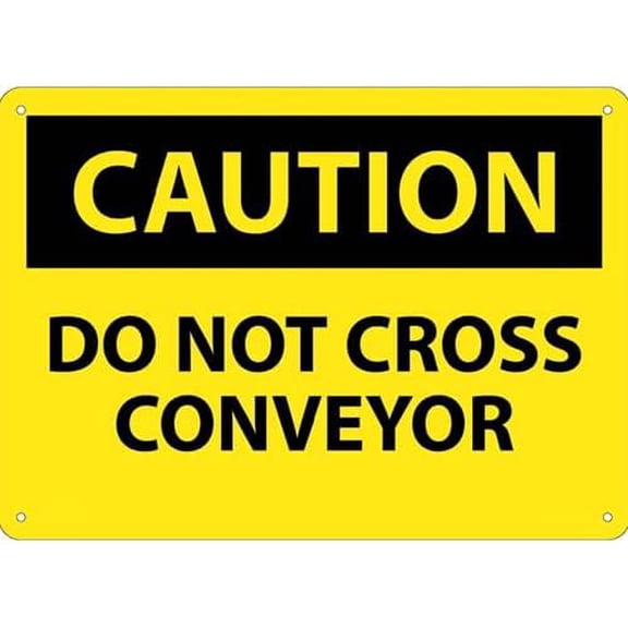 Caution Do Not Cross Conveyor Sign - Equipment Hazard Metal Sign 8x12 Inch for Security Use