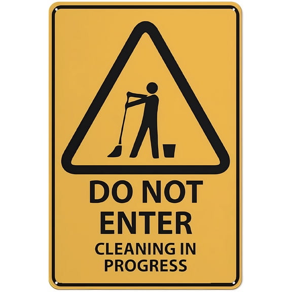 Caution Do Not Enter Cleaning In Progress Sign, 8"x12" Rust-Free Aluminum, UV Ink Printed Weatherproof Outdoor for Home