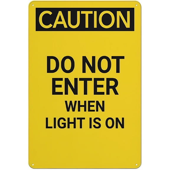 Caution Do Not Enter When Light is On Sign, 8"x12" Retro Vintage Metal Plaque, Wall Decor for Home Bar Pub Kitchen Restaurant