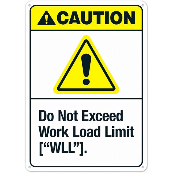 Caution Do Not Exceed Work Load Limit Sign, 8"x12" Metal Tin, Clear Warning for Home & Business Use