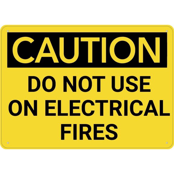 Caution Do Not Use Electrical Fires Sign 12 X 8 Inch Metal Sign, Rustproof Aluminum, Multicolor