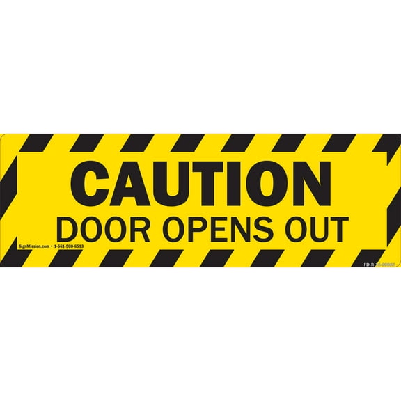 Caution - Door Opens Out Non-Slip Floor Marker | 12 Pack of 6" X 18" Vinyl Decal | Protect Your Business, Work Place & Customers |  Made in The USA