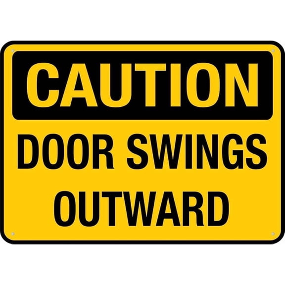 Caution Door Swings Outward Sign – 8x12 Inch RustFree Aluminum,Reflective & Weatherproof Metal,HighVisibility Safety Warning for Indoor & Outdoor Areas
