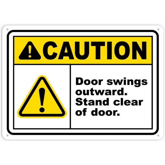 Caution Door Swings Outward Sign Rust Free Aluminum Signs Outdoor, Metal Tin Sign for Home, Business, Yard,812 inch