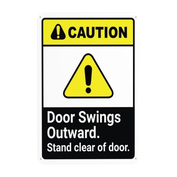 Caution Door Swings Outwards Sign Tin Sign Warning Metal Sign Vintage Sign Wall Decor for Home Farm Bar Coffee Shop Club Decoration 8x12 Inch