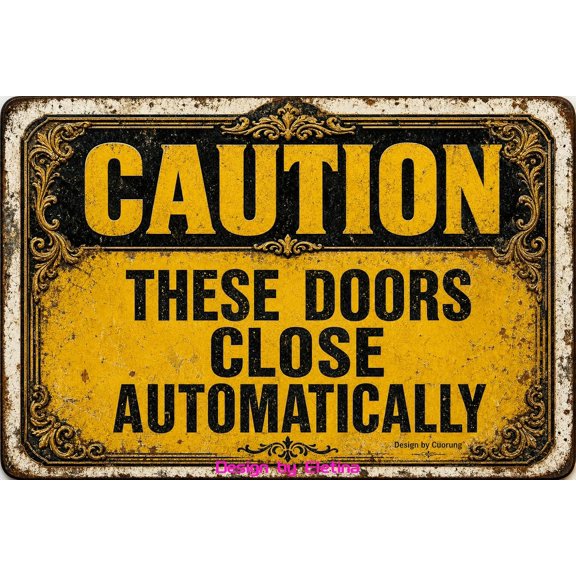 Caution Doors Close Automatically Metal Tin Sign 8x12 Aluminum Traffic Decor