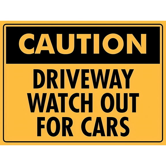 Caution Driveway Watch Out for Cars Aluminum Sign 8"x12" - Vintage Style Metal Tin - Driveway Car Sign