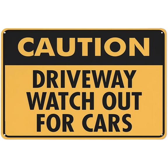 Caution Driveway Watch Out for Cars Sign 8"x12" Rust Free Aluminum - Easy to Read & Sturdy, Outdoor Metal Sign for Home Farm Yard