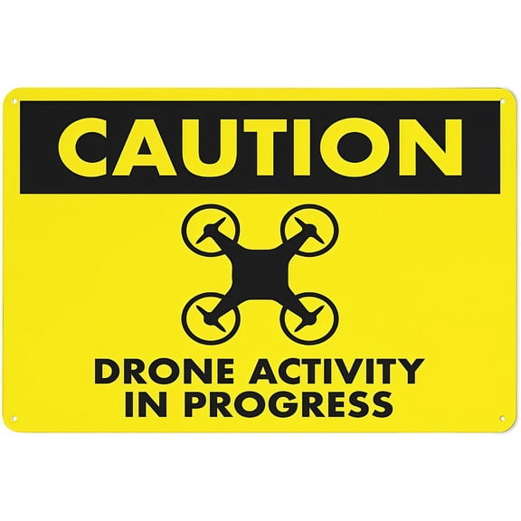 Caution Drone Activity in Progress Sign - 8"x12" Reflective Aluminum Metal Warning Signage with Symbol for Indoor Outdoor