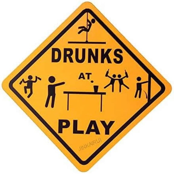 Caution Drunks at Play Crossing Sign Metal Tin Sign 12x12 Inch