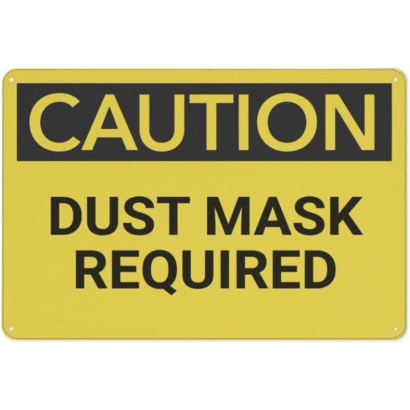 Caution Dust Mask Required Aluminum Metal Tin Sign 8"x12" - Safety Restriction Alert Warning Plate, Dust Mask Sign