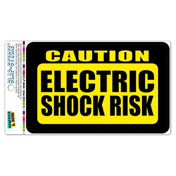 Caution Electric Shock Risk SLAP-STICKZ(TM) Automotive Car Window Locker Bumper Sticker